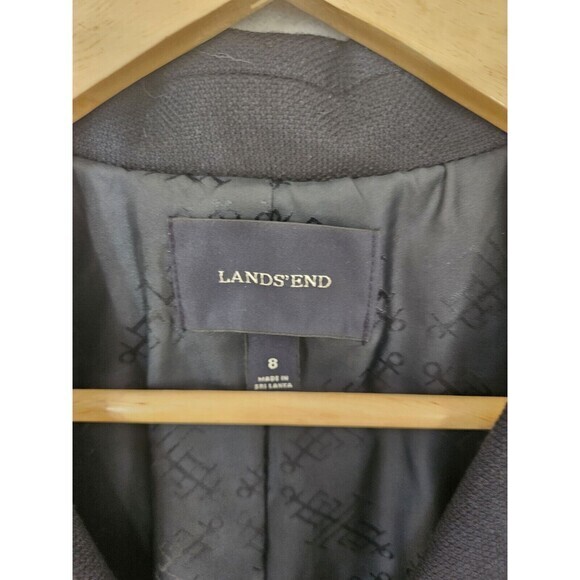 Lands End Blazer Women’s Size 8 Navy Blue Pockets Two-Button Lined Jacket - Picture 2 of 10